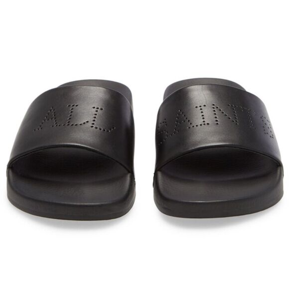 All Saints Karli leather Black Flip Flop Slides Sandals 10 new in box - Picture 2 of 14